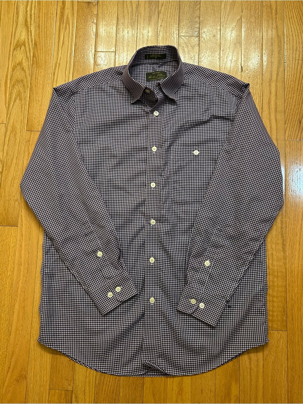 Orvis Men's Navy and White Micro-Check Dress Shirt